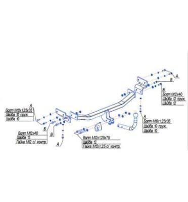 Фаркоп (ТСУ) для KIA Ceed 2007-2012 хетчбек съемный шар на двух болтах 1.2тонны Босал